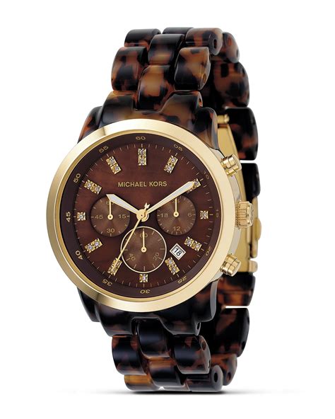 michael kors chain bracelet chronograph watch tortoise|michael kors petite lock.